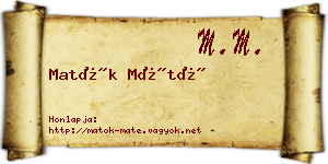Matók Máté névjegykártya